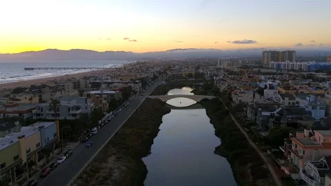 Ballona Lagoon Sunset Stock Footage 99521756
