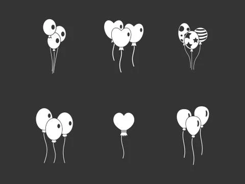 Ballons icon set grey vector Illustrazione stock