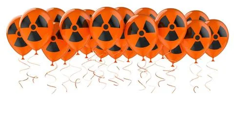 Ballons mit Strahlenzeichen, 3D-Rendering Balloons with radiation sign, 3D... Stock Photos