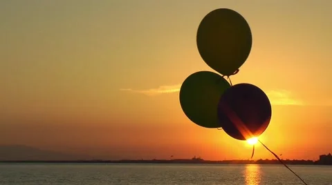 Ballons at Sunset Stock Footage 52182484