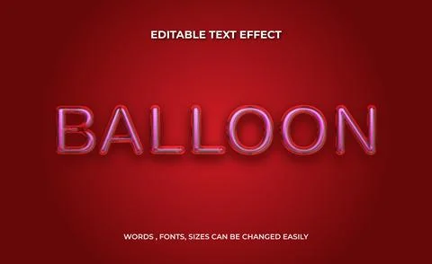 Balloon 3d editable text effect Stock Illustration