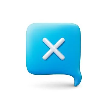 Balloon 3d with reject sign. Message speech bubble, talk chat or notification Stock Illustration
