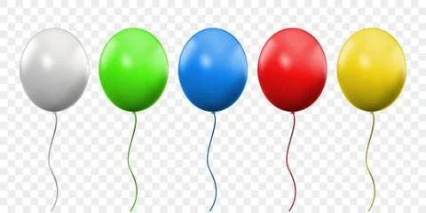Balloon 3D vector realistic isolated on transparent background. Birthday part Illustrazione stock