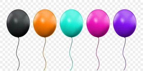 Balloon 3D vector realistic isolated on transparent background. Birthday part Illustrazione stock