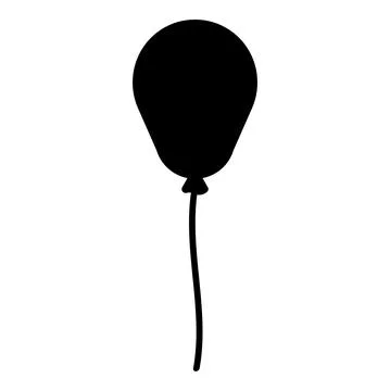 Balloon Airball with string rope inflatable helium icon black color vector il Stock Illustration