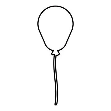 Balloon Airball with string rope inflatable helium contour outline icon black Stock Illustration