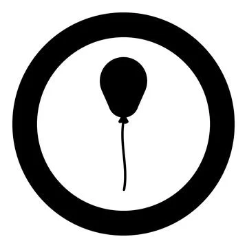 Balloon Airball with string rope inflatable helium icon in circle round black Illustrazione stock