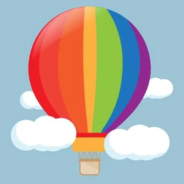 Balloon and Clouds vector cartoon design. Stock Illustration