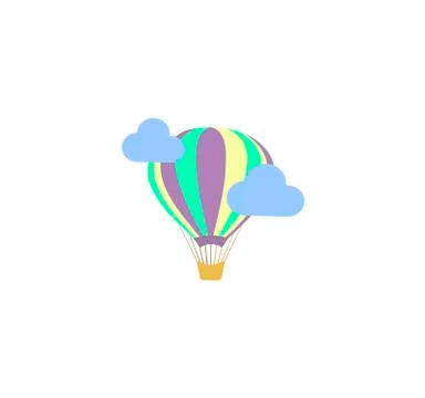 Balloon and clouds vector icon Stock Illustration