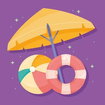 Balloon and float with umbrella Illustrazione stock
