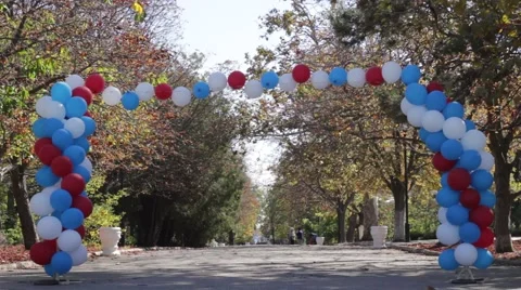 Balloon arch in a park Stock Footage 68991009