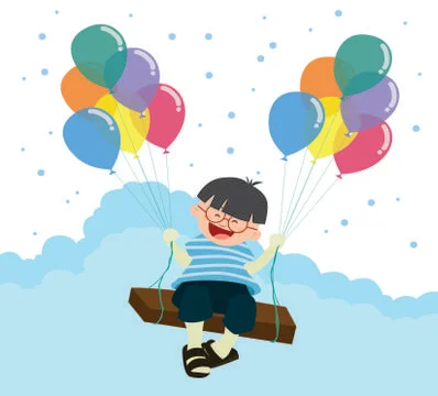 Balloon background design smiling kid decoration Illustrazione stock