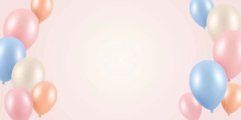 Balloon Border Background, 3d Vector Illustration. Pastel Color Festive Corne Stock Illustration