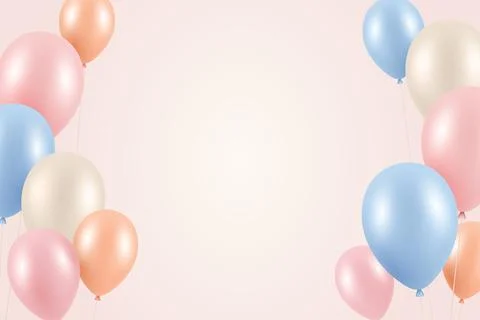 Balloon Border Background, 3d Vector Illustration. Pastel Color Festive Corne Stock Illustration
