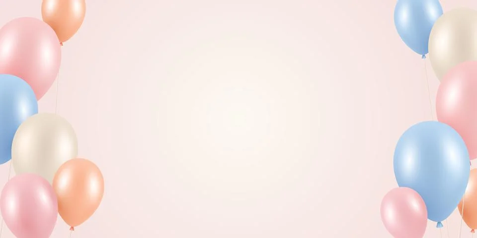 Balloon Border Background, 3d Vector Illustration. Pastel Color Festive Corne Ilustração Stock