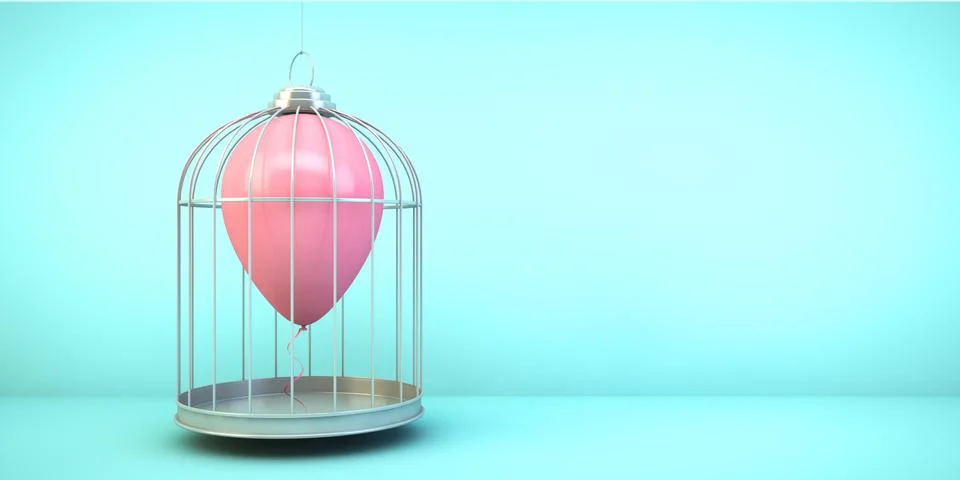 Balloon on a cage concept Stock Illustration