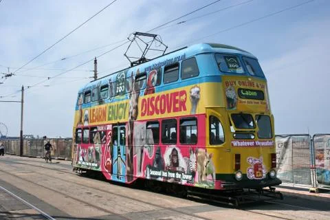 Balloon Car Double Deck Tram no.711 at Blackpool Tramway - Blackpool, Lancash Stock Photos