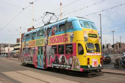 Balloon Car Double Deck Tram no.711 at Blackpool Tramway - Blackpool, Lancash Stock Photos