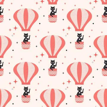 Balloon cat. Illustration.Pattern. Stock Illustration