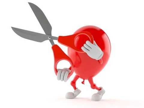 Balloon character holding scissors Stock Illustration