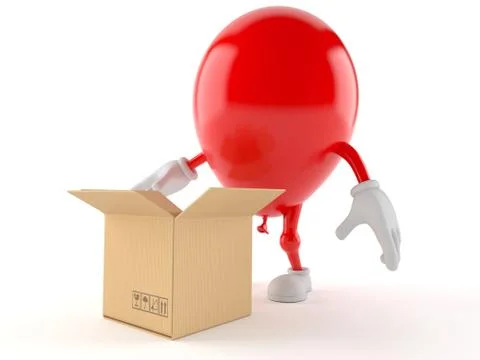 Balloon character with open box イラスト素材
