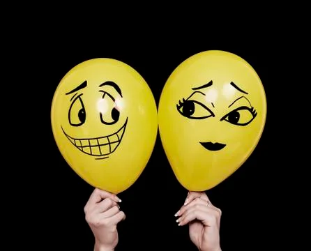 Balloon characters first date Stock Photos