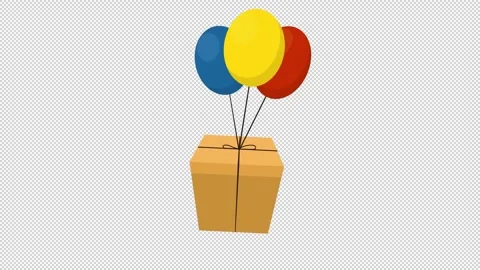 Balloon delivery. Animation of a gift box. Cartoon Stock Footage 304945936