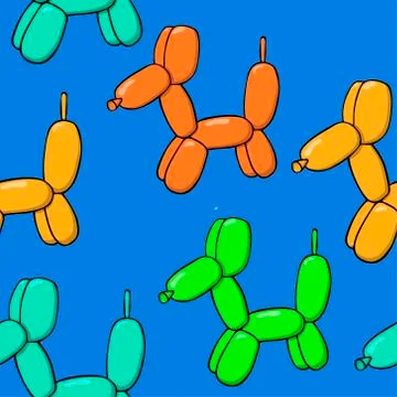 Balloon dog seamless pattern. multi-colored vector illustration Stock Illustration