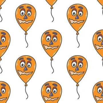 Balloon with faces seamless pattern Stock Illustration
