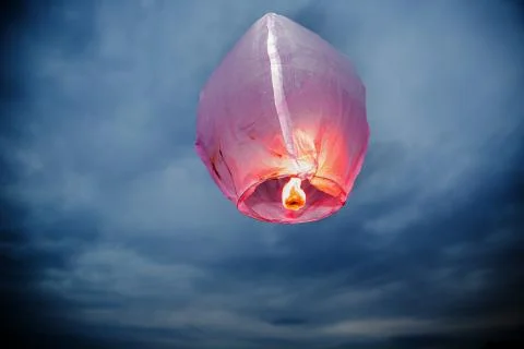 Balloon fire Sky lantern flying lanterns, hot-air balloons Lantern flies up h Stock Photos