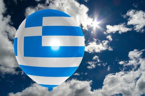 Balloon with flag of greece on sky Stock Illustration