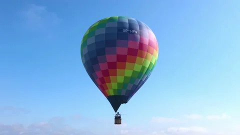 The balloon flies up and towards the camera Stock Footage 154274168