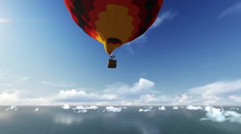 Balloon flight over the sea Stock Footage 48020853