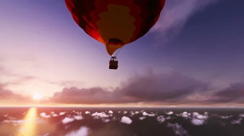 Balloon flight over the sea Stock Footage 48035896