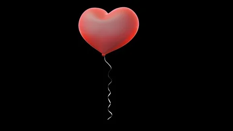 Balloon floating, Red Heart with Alpha Channel - 4k Stock Footage 102446910