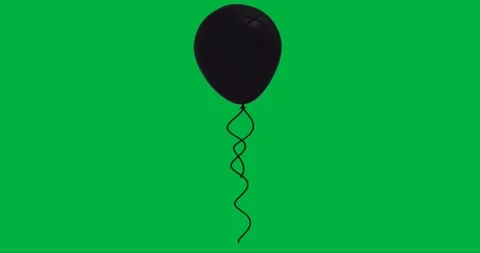 Balloon floating on transparent background, showing twisting string for graphic Stock Footage 317527167