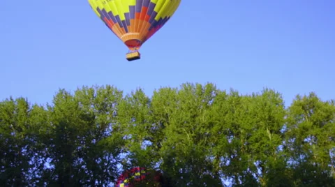 Balloon floats over trees Stock Footage 56574029