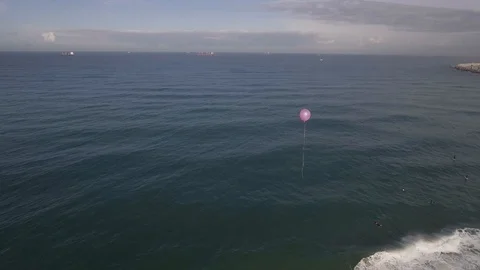Balloon Flying Above Beach Stock Footage 87322119