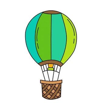 Balloon Flying Children Vector Doodle Template for Books Stock Illustration