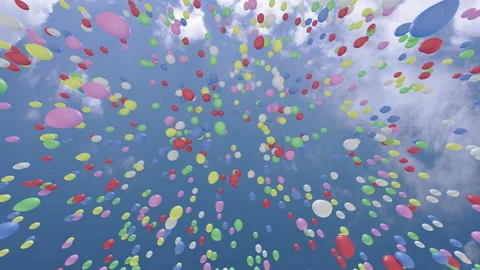 Balloon flying in the cloud sky colorful Ca Video stock 206598490
