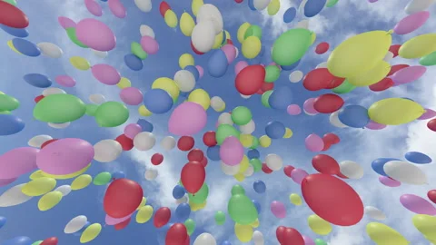 Balloon flying in the cloud sky colorful Cb Stock-Footage 206600673