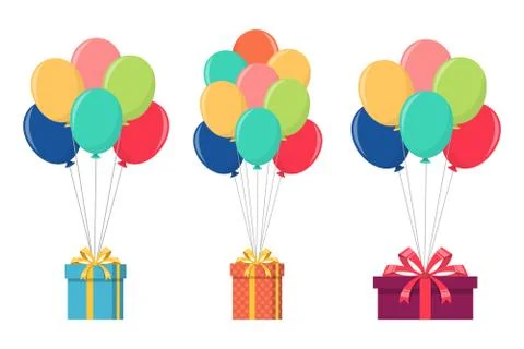 Balloon with giftbox vector design illustration isolated on white background Stock Illustration
