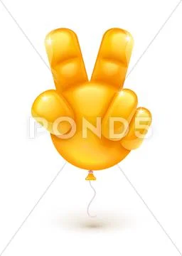 Balloon as hand showing victory symbol Stock Illustration