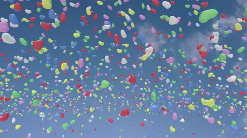 Balloon Heart flying in the cloud sky colorful Aa Stock Footage 206606651