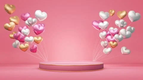 Balloon Heart with podium background Stock Footage 258929871