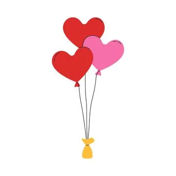 Balloon hearts in flat style. Bunch of balloons for love, birthday and part.. Stock Illustration
