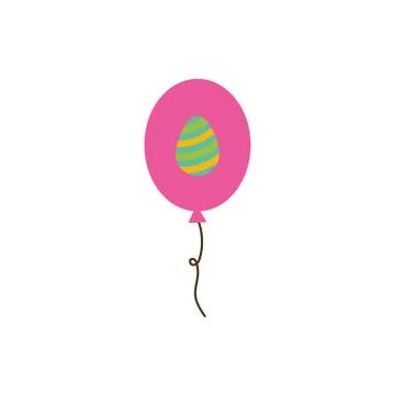 Balloon helium with easter egg painted flat style Stock Illustration