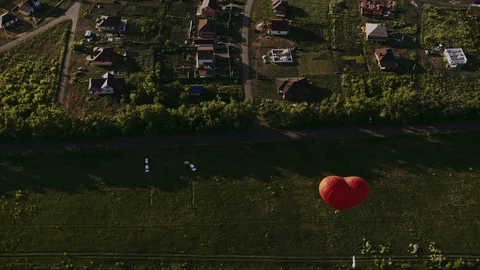 Balloon Hovering Above The Forest. Aerial View Video stock 112151267