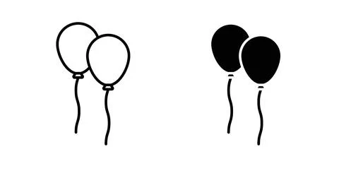 Balloon icon collection in black, Line icons, flat symbols Stock Illustration