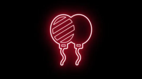 Balloon icon neon light motion video Stock Footage 294277732